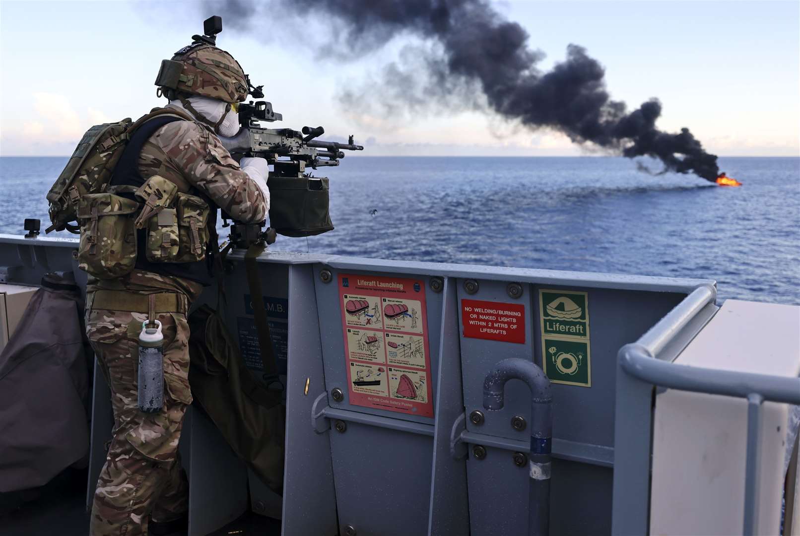 Officers on the HMS Medway sunk the drugs vessel after its crew were arrested. Picture: Royal Navy