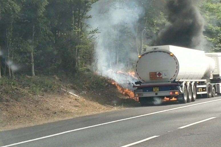 Oil tanker on fire. Picture: Andrew Pledger