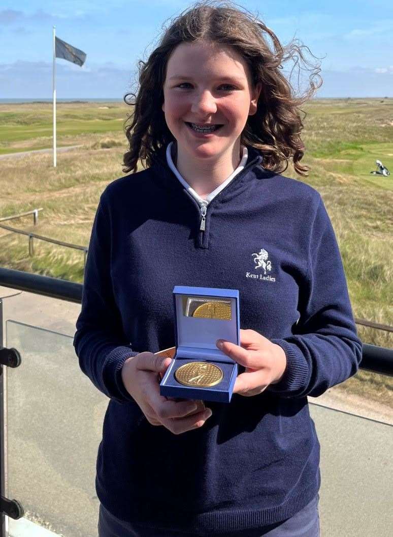 Claudia Carlotti with her girls’ under-16 net Stableford winners' medal