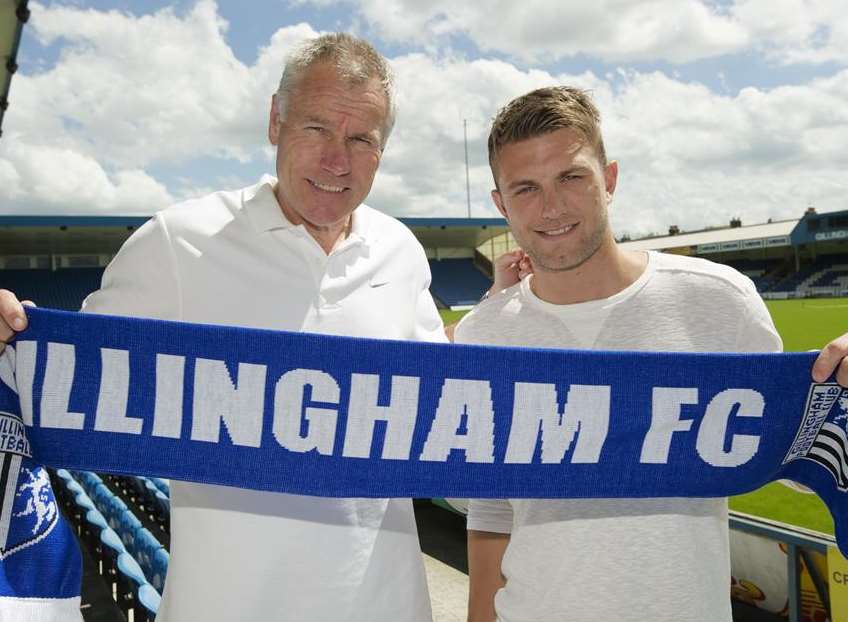 Gills boss Peter Taylor with new signing Doug Loft Picture: Andy Payton