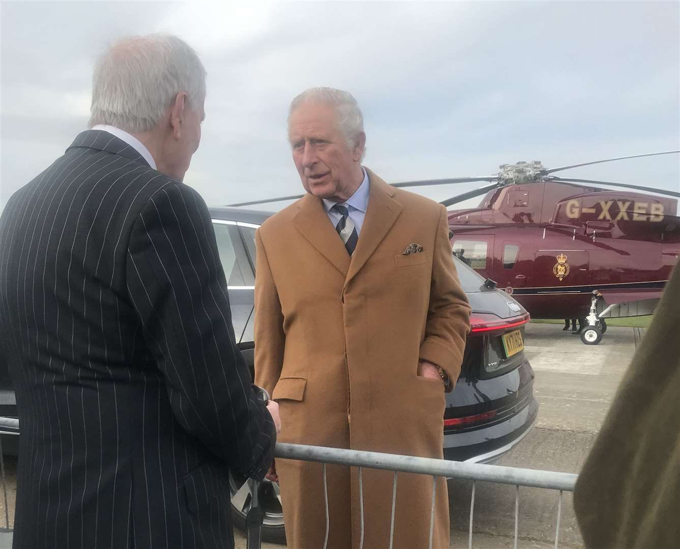 Prince Charles about to fly off from Rochester Airport following a visit to Medway with his wife Camilla
