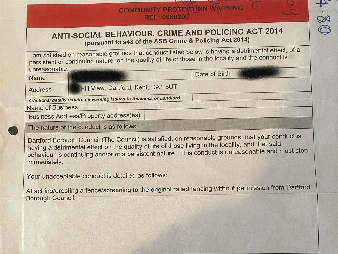Some neighbours have been issued community protection warnings for anti-social behaviour