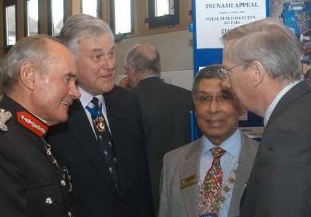 The Duke of Gloucester, right, with the Lord Lieutenant of Kent, Allan Willett, KM Group chairman Edwin Boorman, and Himansu Basu, the district's centennial governor. Picture: BARRY DUFFIELD