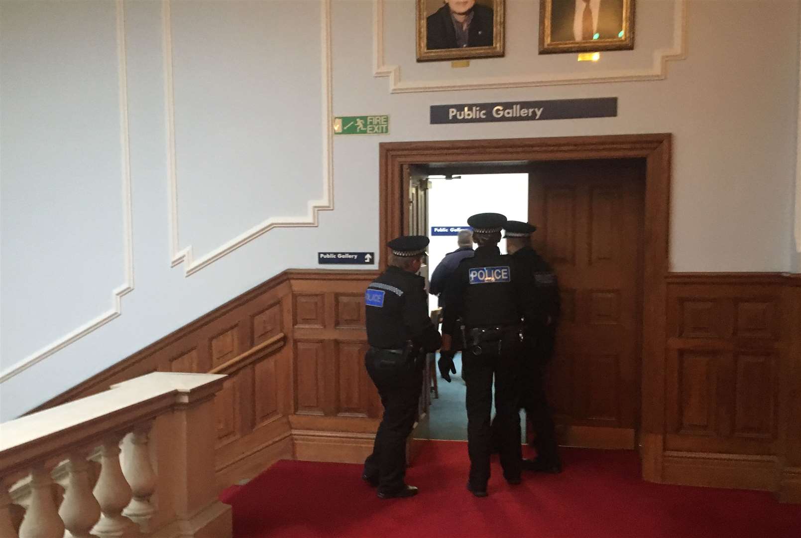 Police were seen entering the council chambers