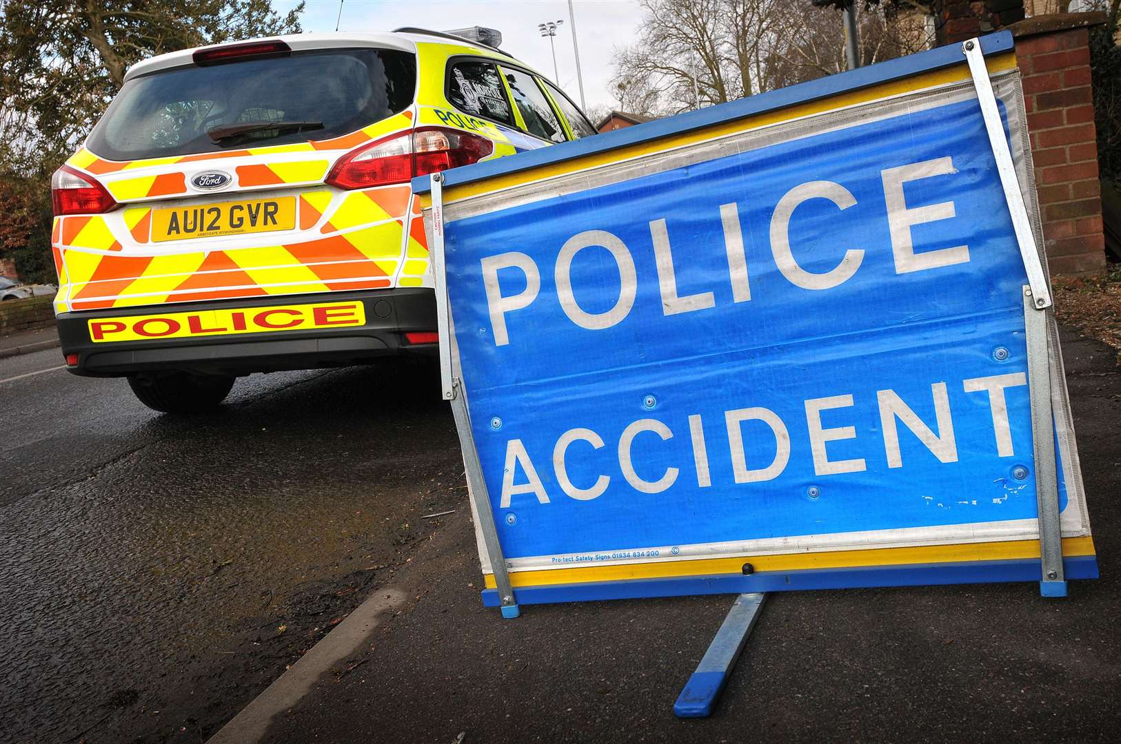 The A26 is blocked following an accident. Stock image