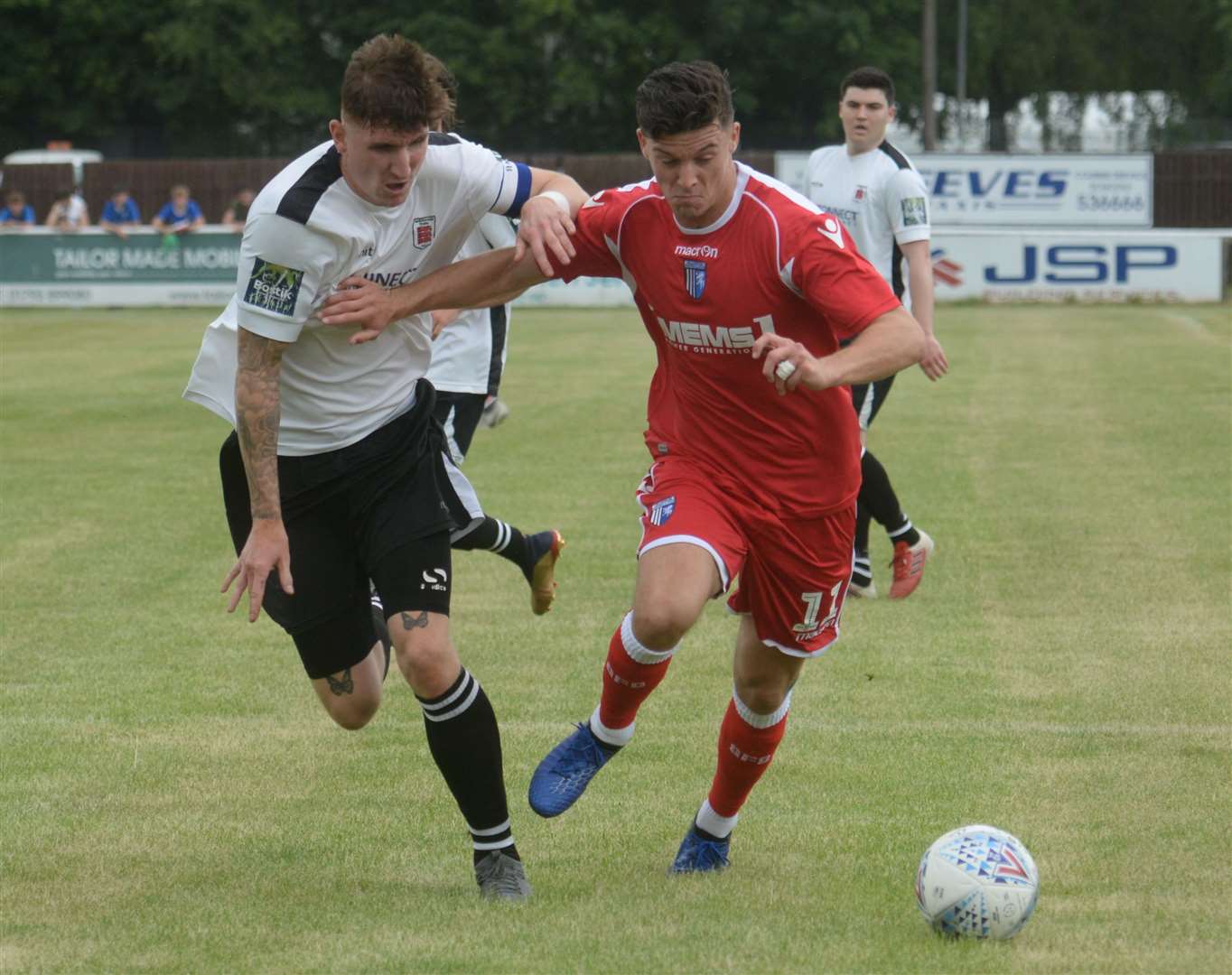 Ryan Huckle in friendly action for Faversham against former club Gillingham in 2019 Picture: Chris Davey