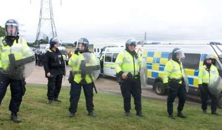 Police officers on duty at Kingsnorth