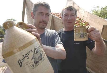 Bruce de Courcy and Perrie Eason with a fresh batch of Badger’s Hill cider