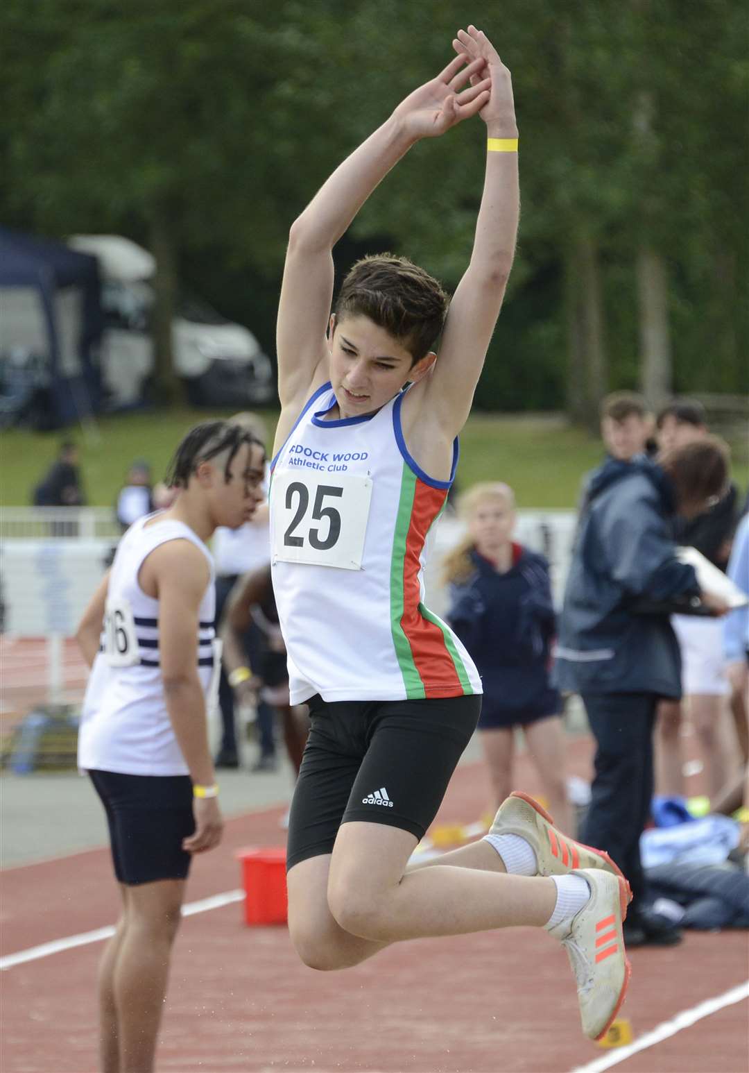 Joe Stone in long jump action for Maidstone Picture: Paul Amos