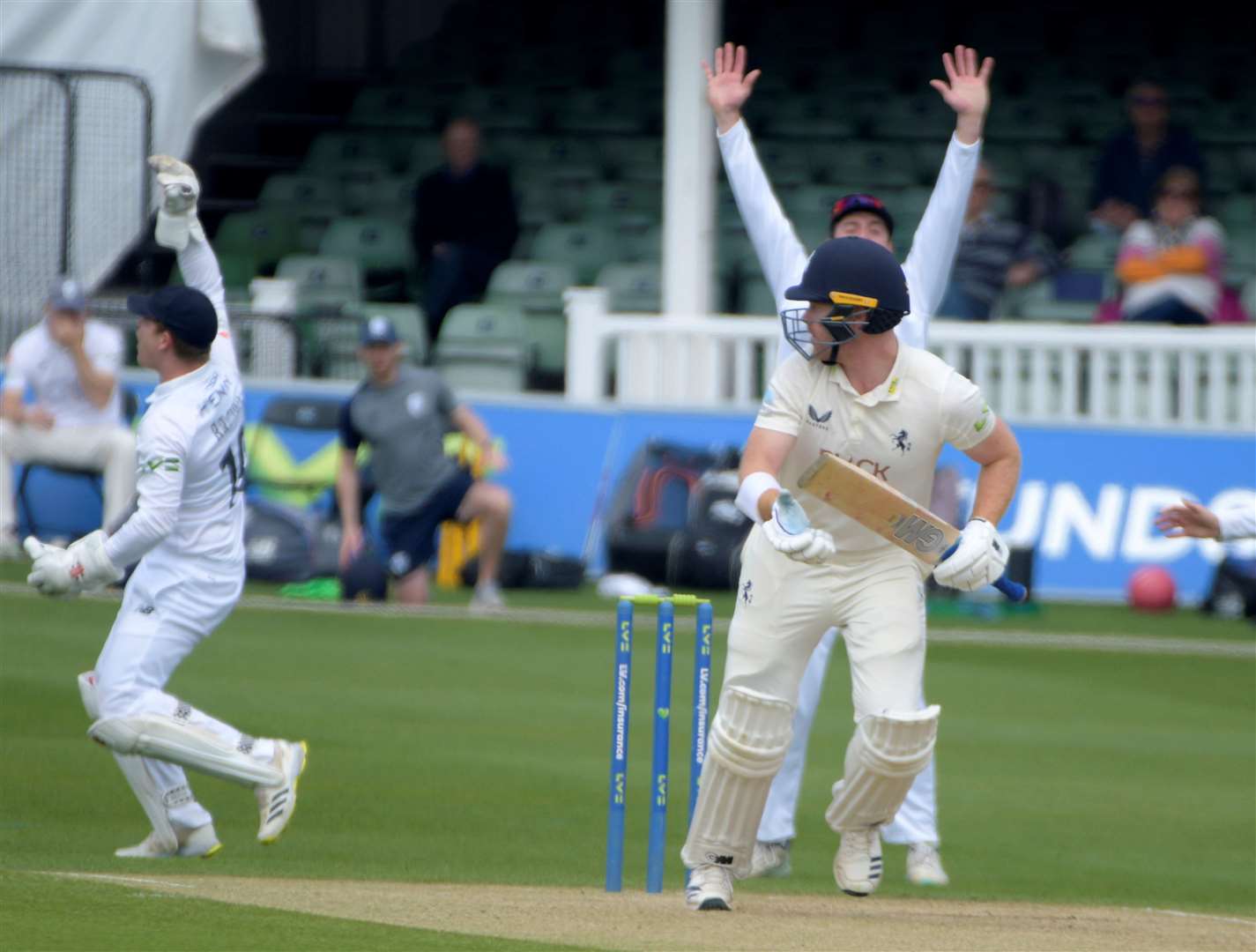Kent opener Ben Compton survives an lbw appeal. Picture: Barry Goodwin