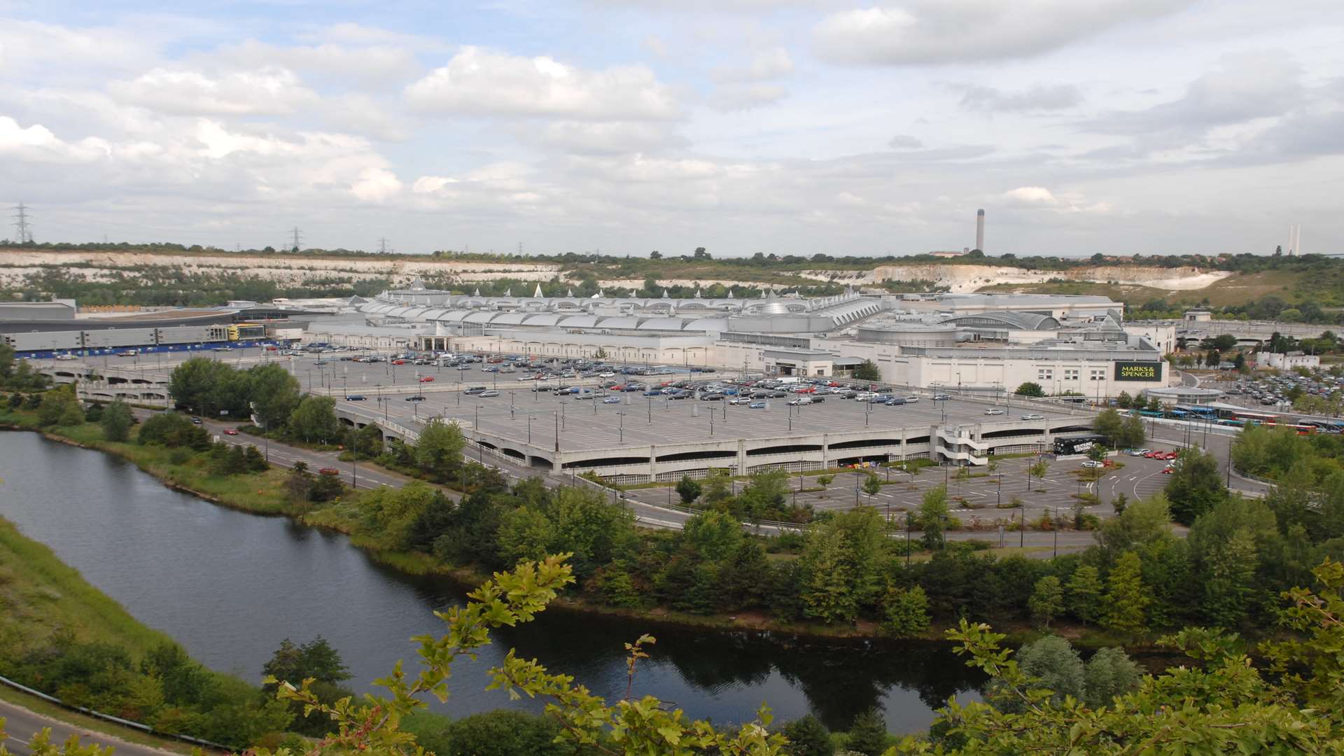Bluewater shopping centre sits in a former chalk quarry