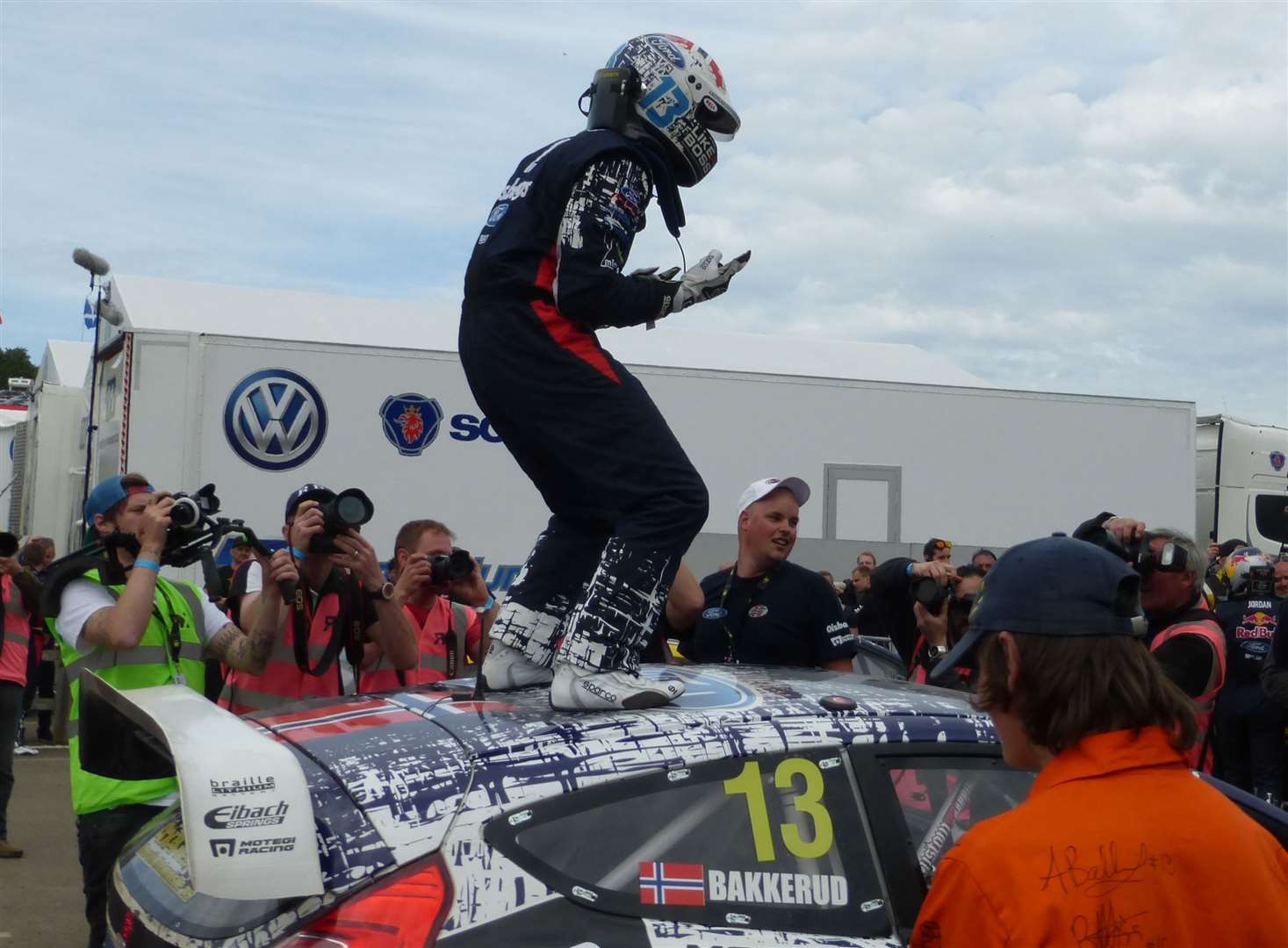 Andreas Bakkerud won the 2014 FIA World Rallycross Championship round at Lydden. Picture: Vic Wright