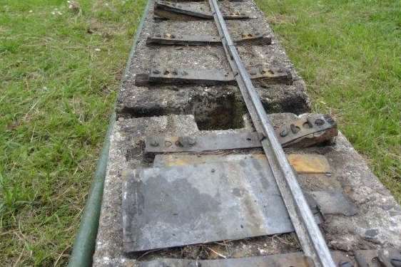 A stretch of the ripped up mini rail track at Mote Park