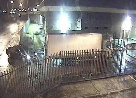 A CCTV image of the lorry and car used in the raid