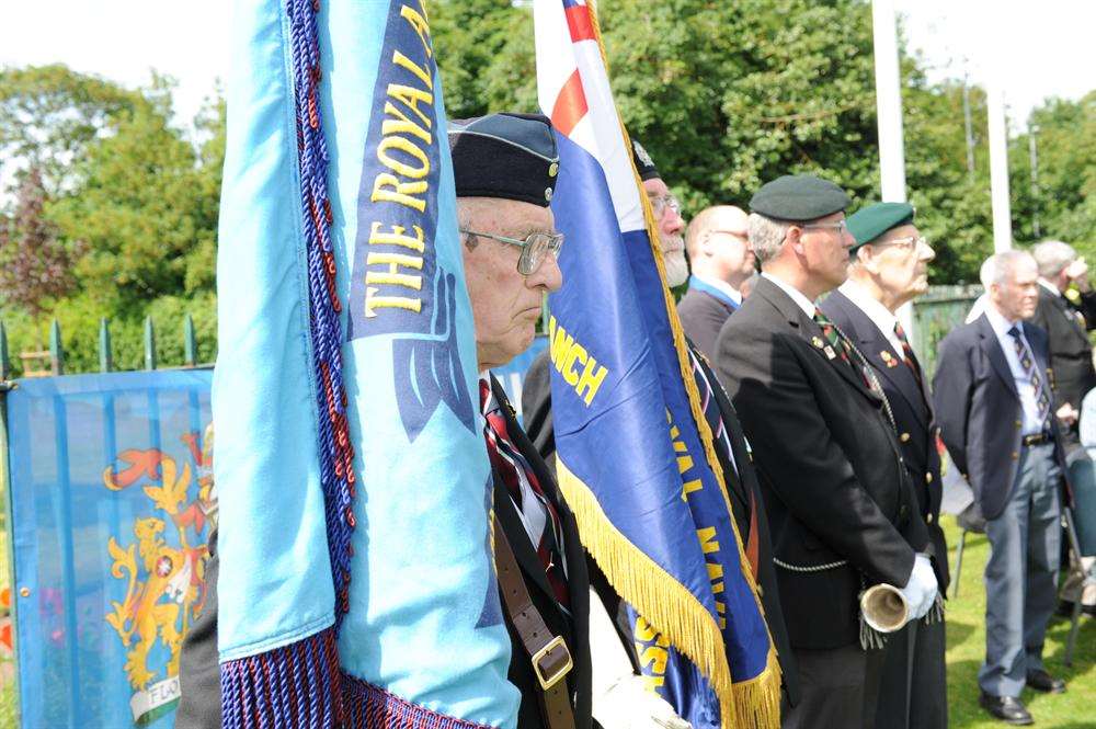 Veterans at Friday's service in Central Park.