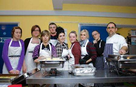 Community Chef Mike Spackman (Right) with members of First service - a project for 18-24 year olds in conjunction with JobCentre Plus