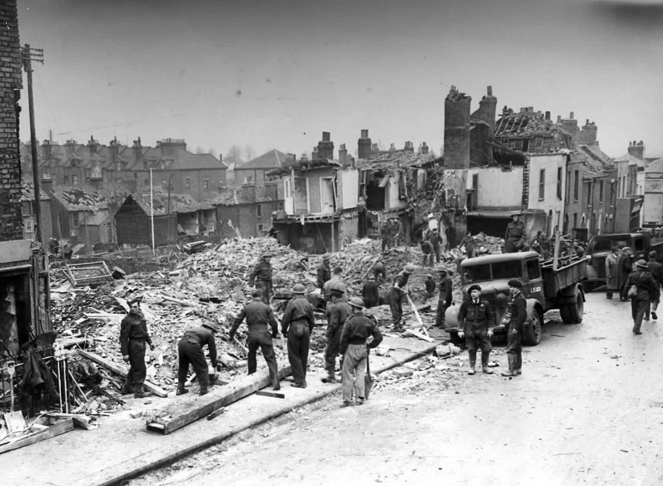The scene of devastation in Ordnance Street, Chatham, December, 1940