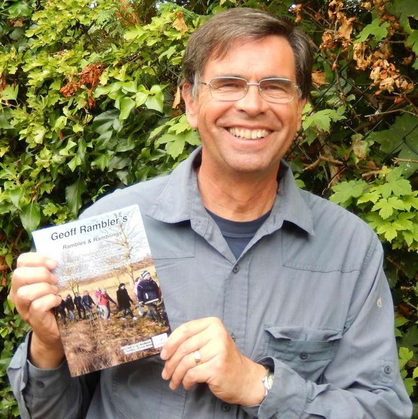 Geoff Ettridge - aka Geoff Rambler - with his new book Ramblers and Ramblings.