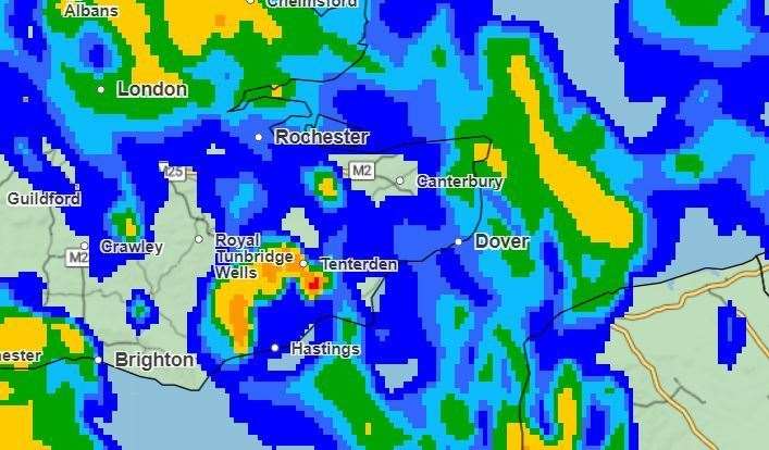 The rain across Kent. Picture: Met Office