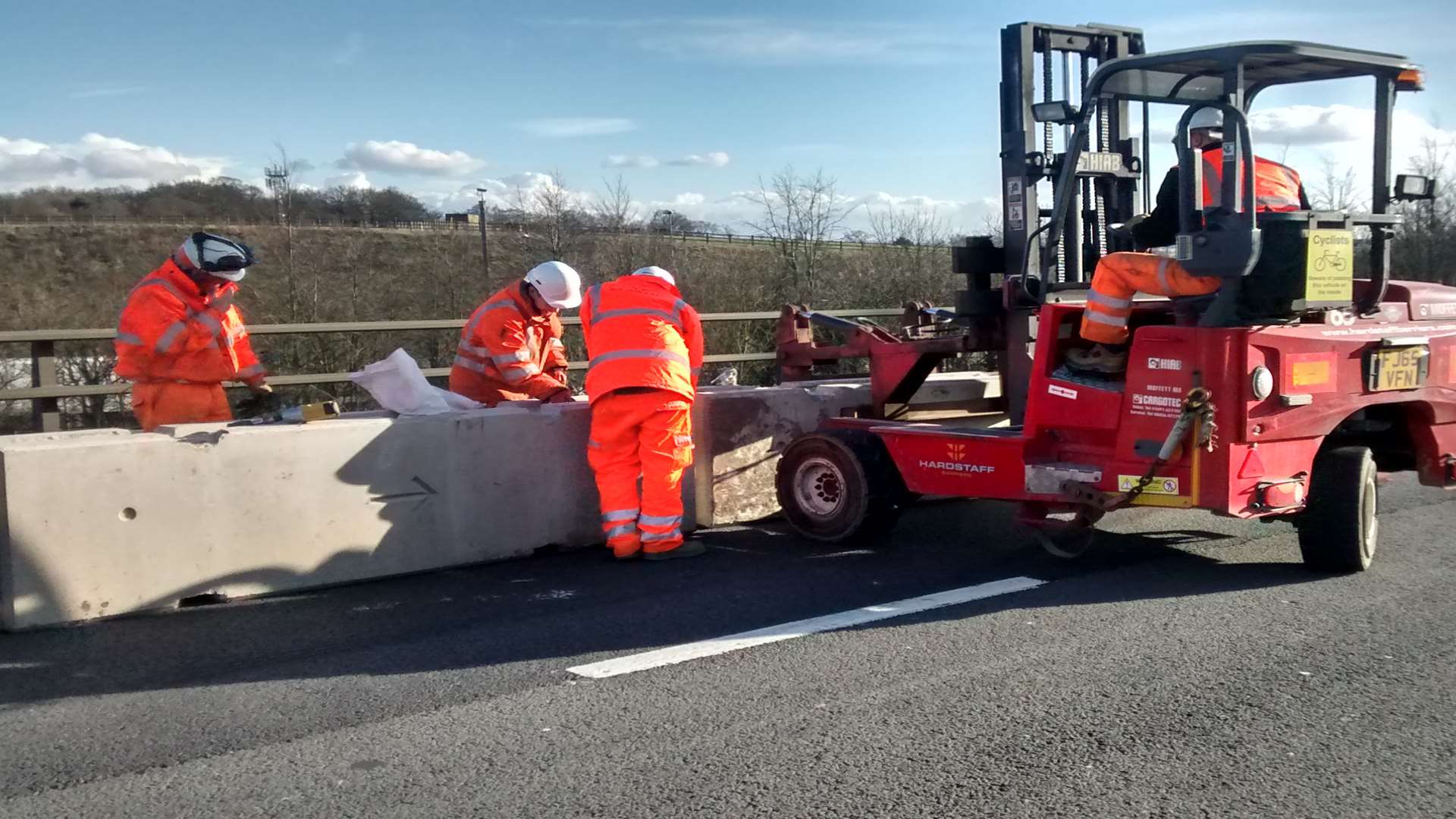 Road repairs being carried out after the crash. Picture: Highways England.
