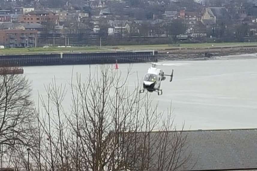 The air ambulance landing in Chatham this morning. Picture courtesy @suzanne_1974