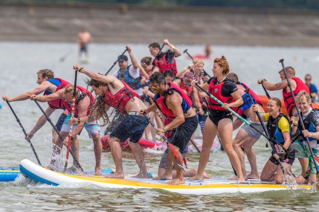 Paddleboarders took part in competitive races at the SUP Armada Festival. Picture: Dave White Photography / Armada Events