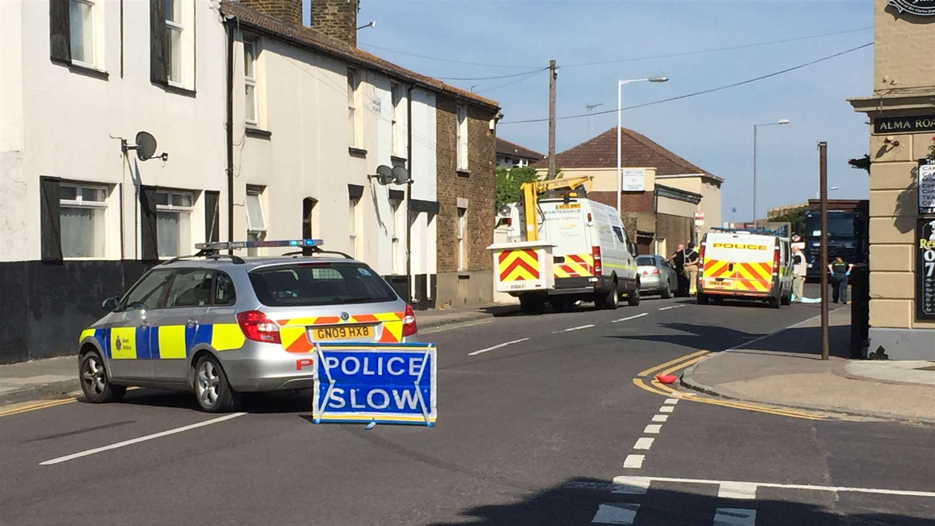 The scene of the crash in Marine Parade, Sheerness