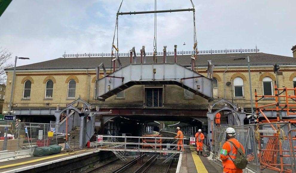 The old footbridge at Chatham station has been removed. Picture: Network Rail