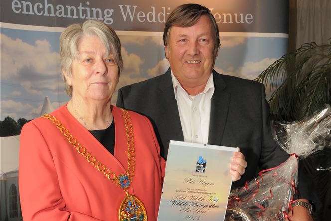 Cllr Sue Gent with Phil Haynes at Kent Wildlife Trust's Garden/Wildlife awards