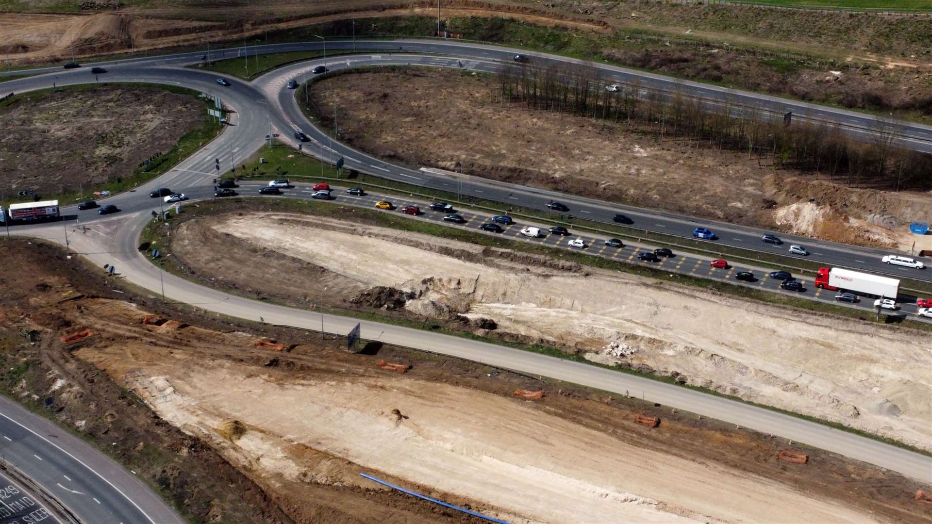 Vegetation has been removed from around Stockbury roundabout as part of a £92m scheme to build a flyover linking the A249 with the M2 at junction 5 near Sittingbourne. Picture: Barry Goodwin