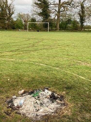 Destroyed football pitch. Picture: John Hall