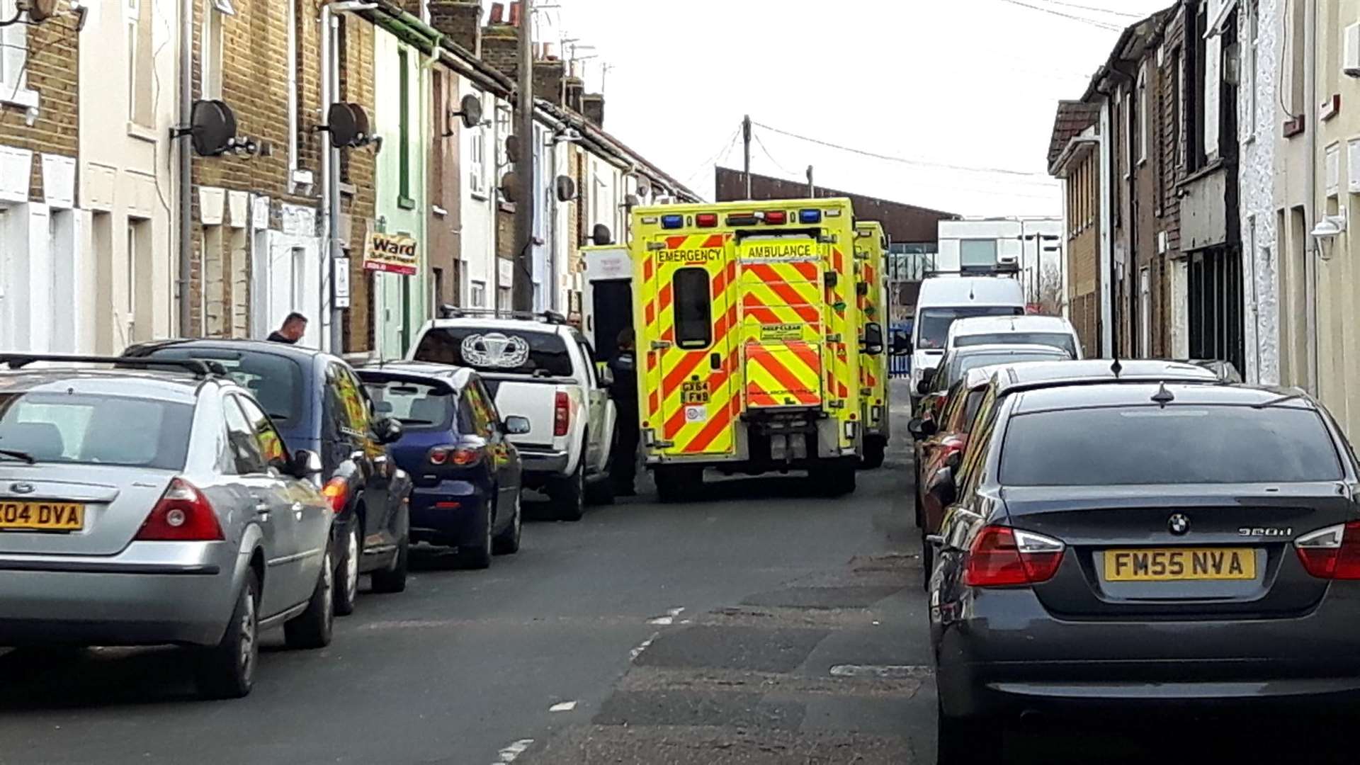 Emergency services at the scene in James Street