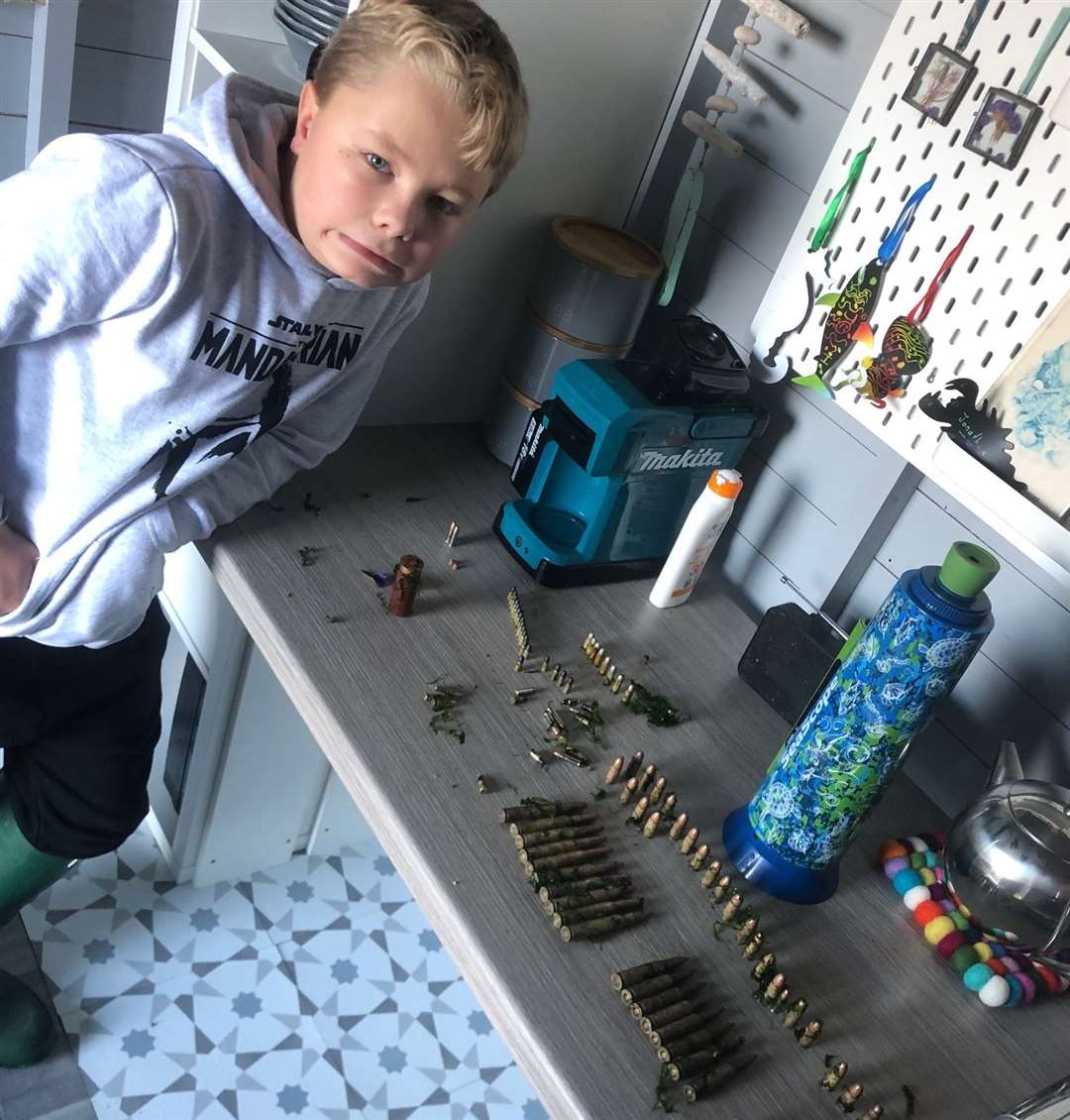 Joshua Rough found the ammo while looking for crabs. Photo: Jon Rough