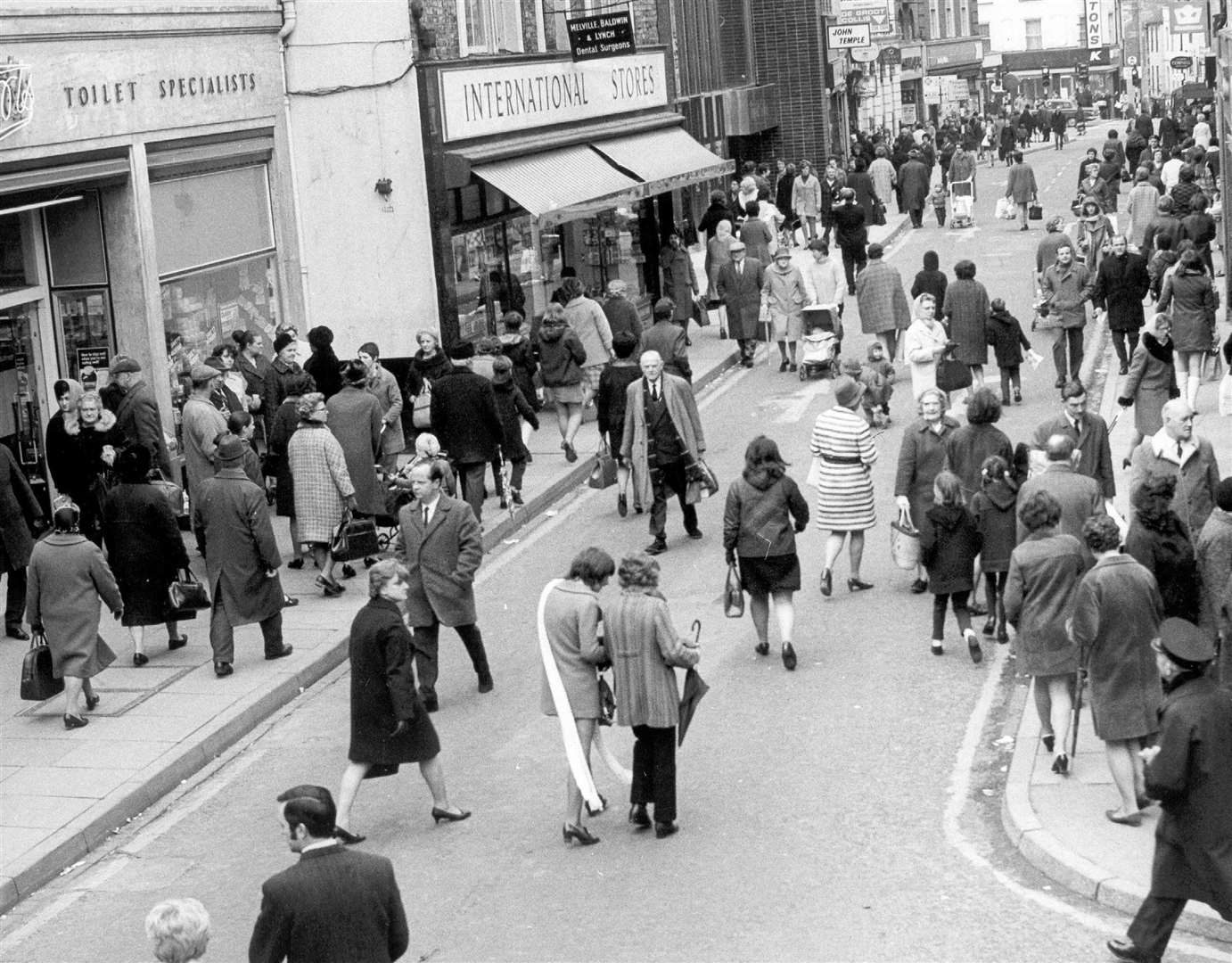 Shoppers in Week Street, Maidstone, in the 1970s