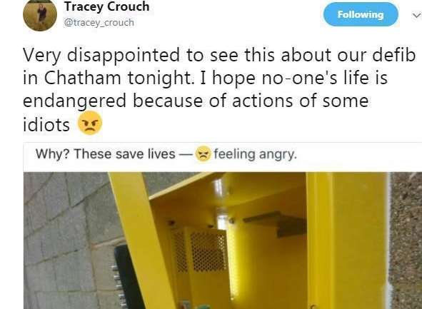Tracey Crouch tweeted her anger about the theft