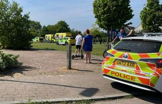 Emergency services were spotted at Bridgefield Park in Ashford this afternoon