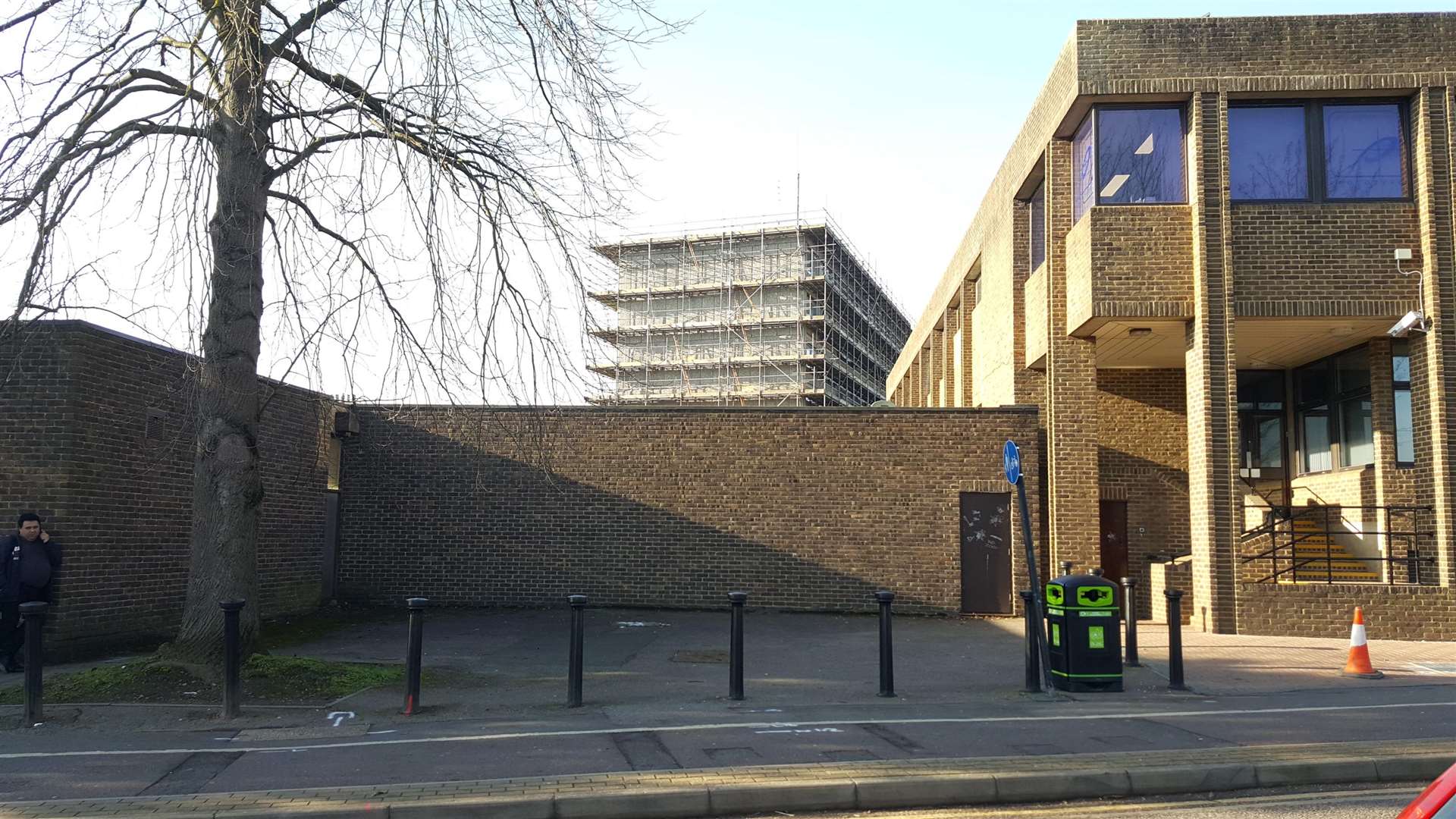 If approved, this is where the new Ashford police station entrance will go in Church Road