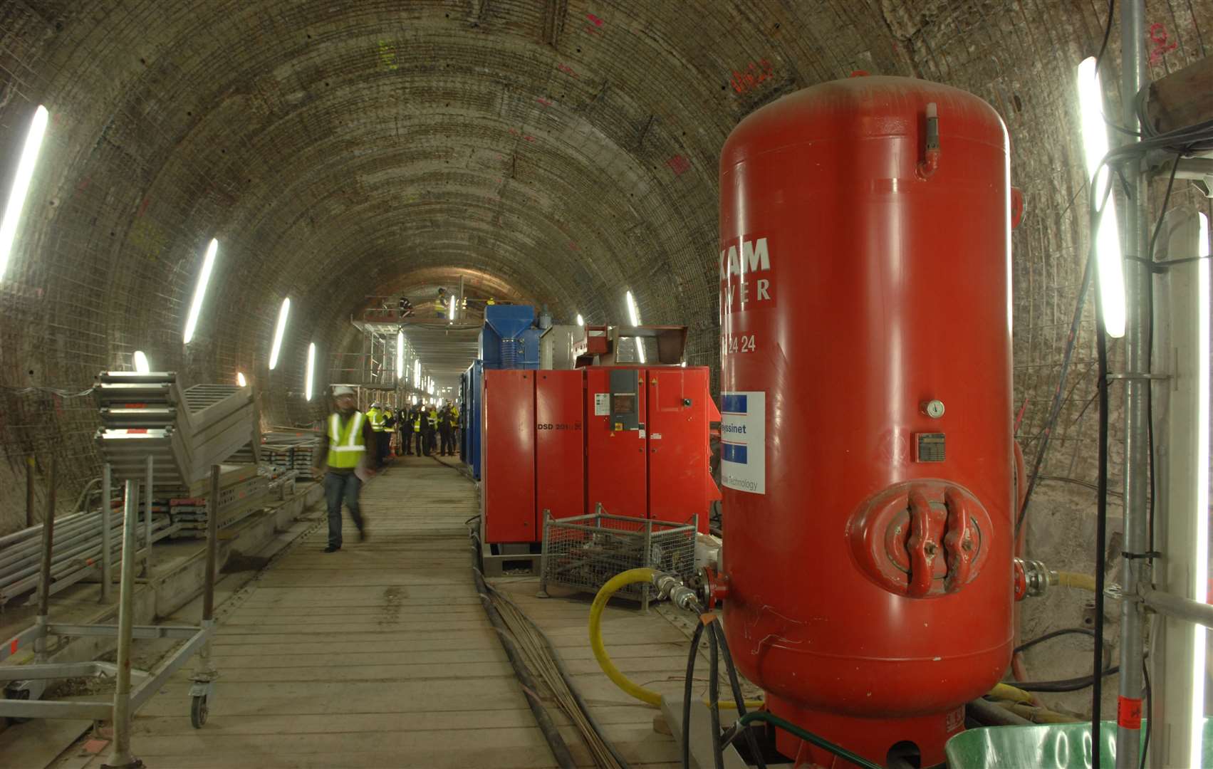 Repair work being carried out on the Channel Tunnel after a fire in 2008