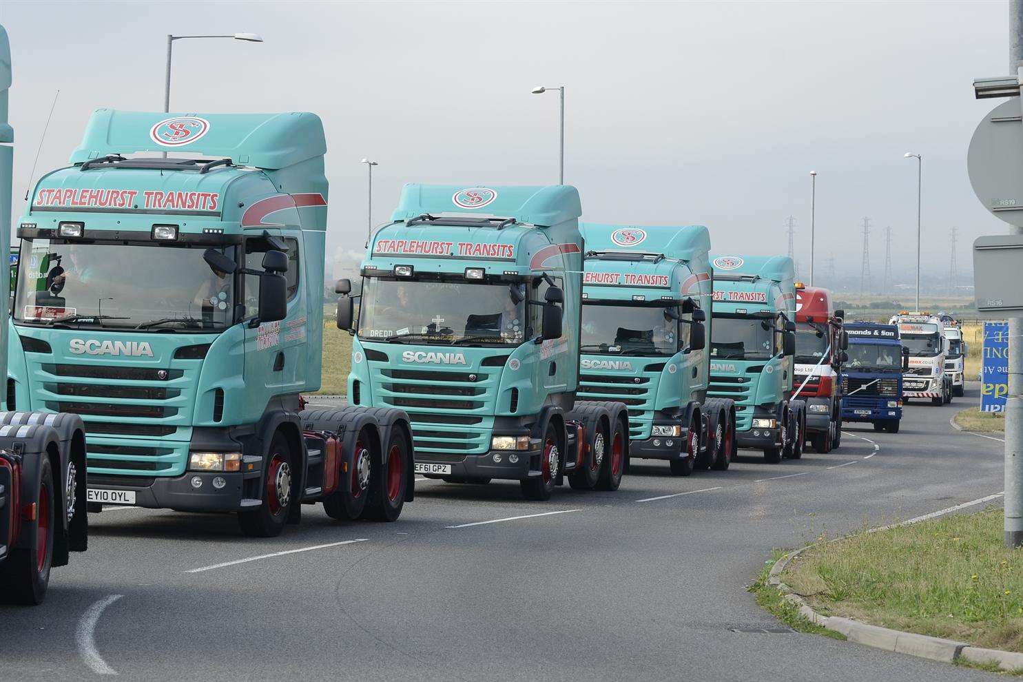 The convoy taking part in the Oliver Smith Truck Rally
