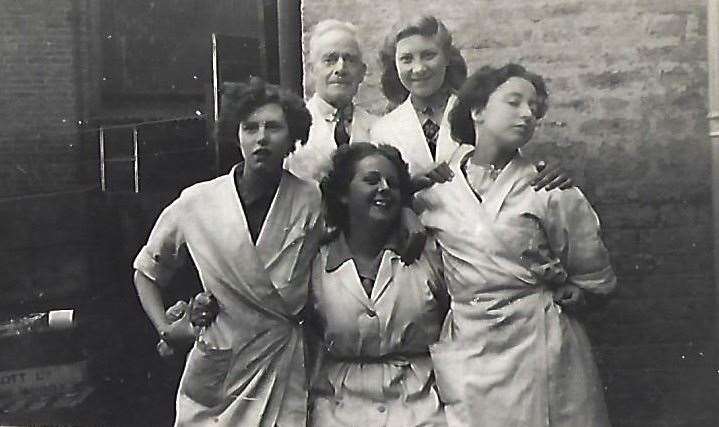 From left, Daphne Streeton, Mr Vickers, Miss Wise, Maureen Reynolds and Barbara Burton