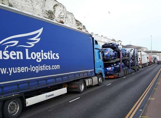 Lorries build up in Dover during times of delays, such as bad weather and strikes in France