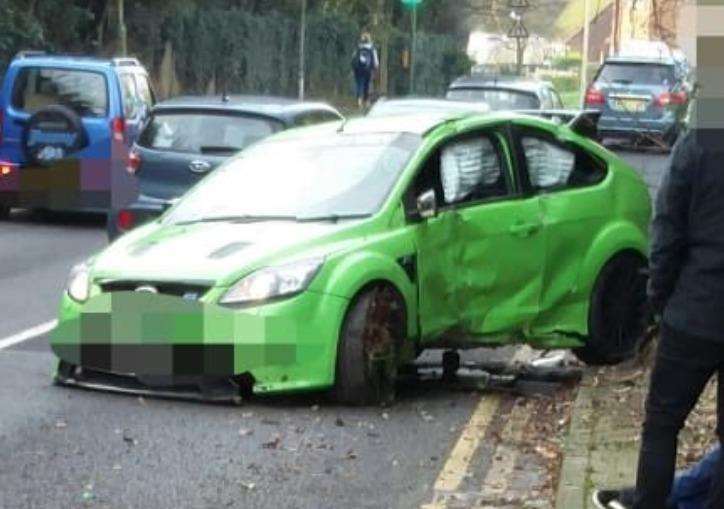 The Ford Focus RS crashed this afternoon. Picture: Kent Police RPU