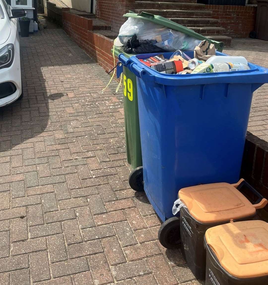 The couple's bins cannot take any more rubbish. Picture: Becci Duffus