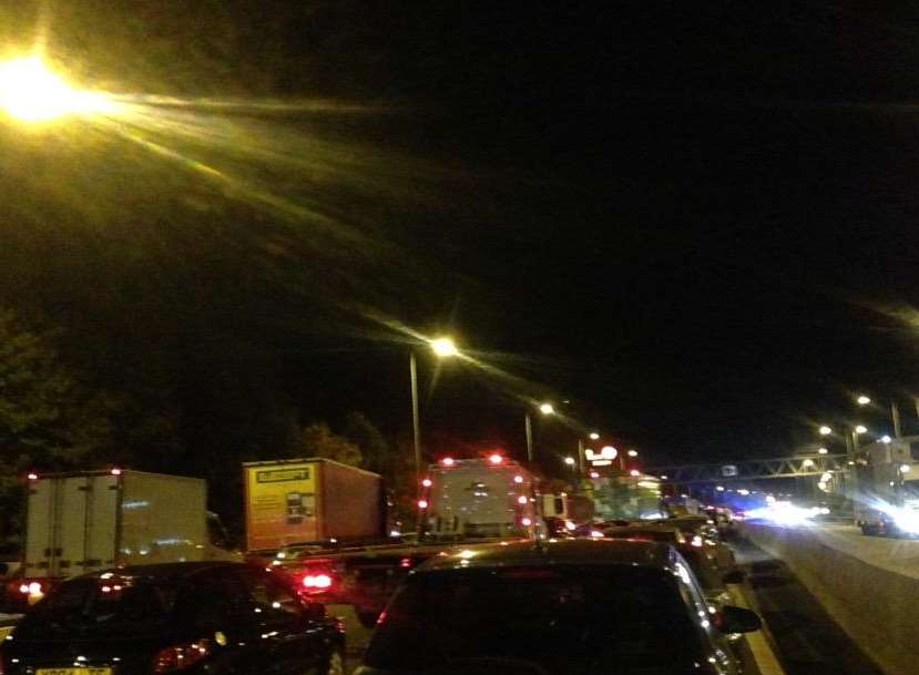 Traffic is stretching back along the M26. Picture: Greg Davies