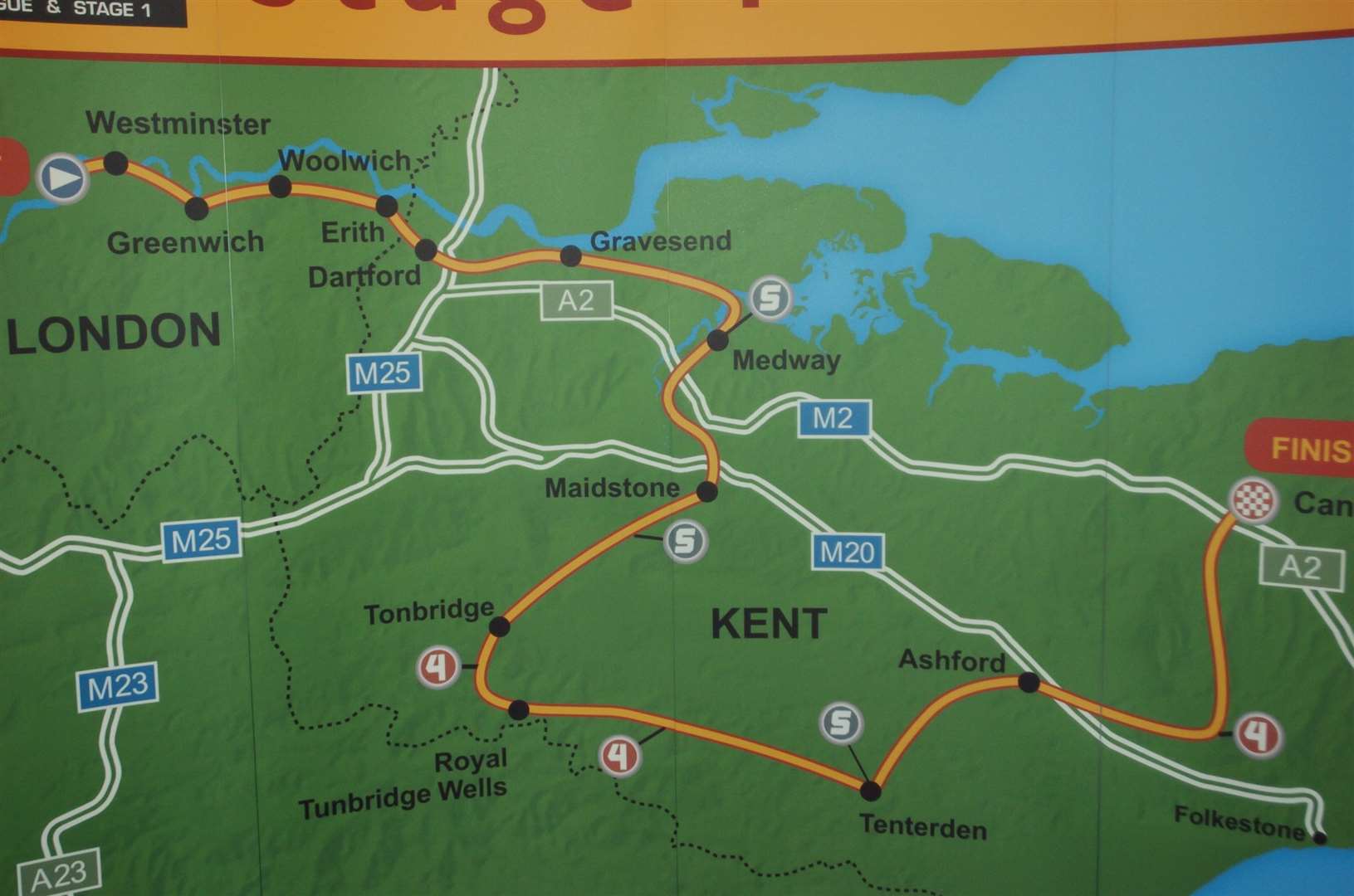 The 126-mile route from London to Canterbury