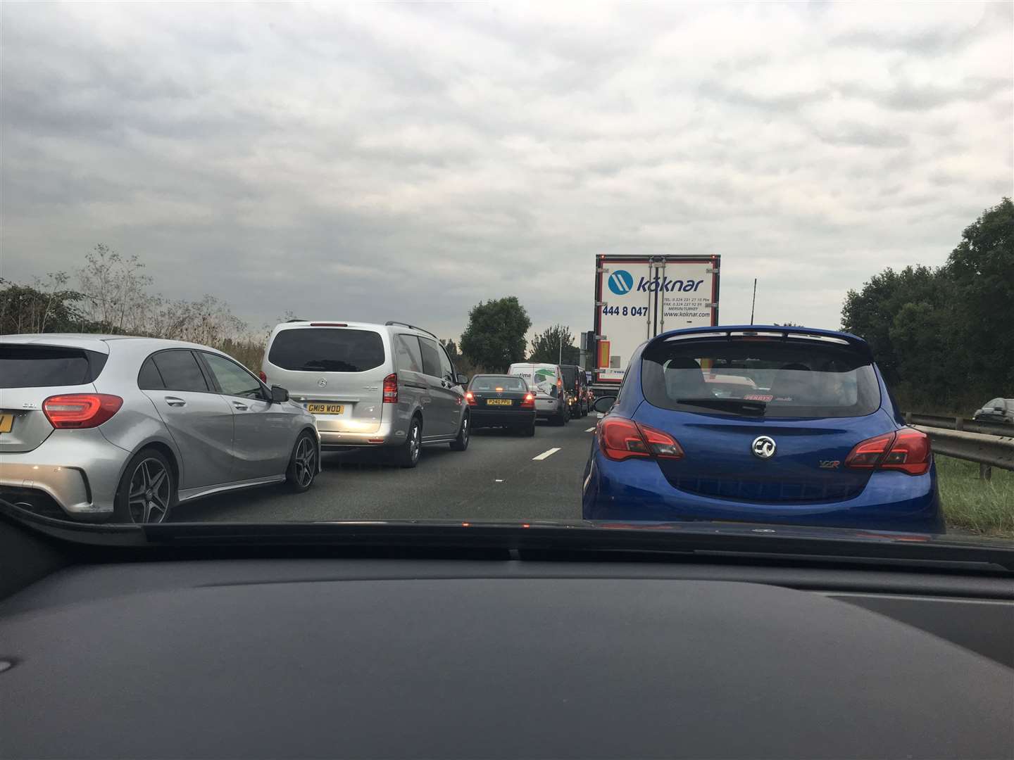 Traffic is queuing on the M2 after a three car crash (16393197)