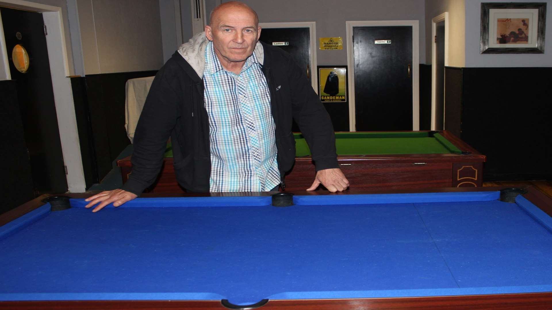 Landlord Chris Prime at the pool tables where the fight broke out