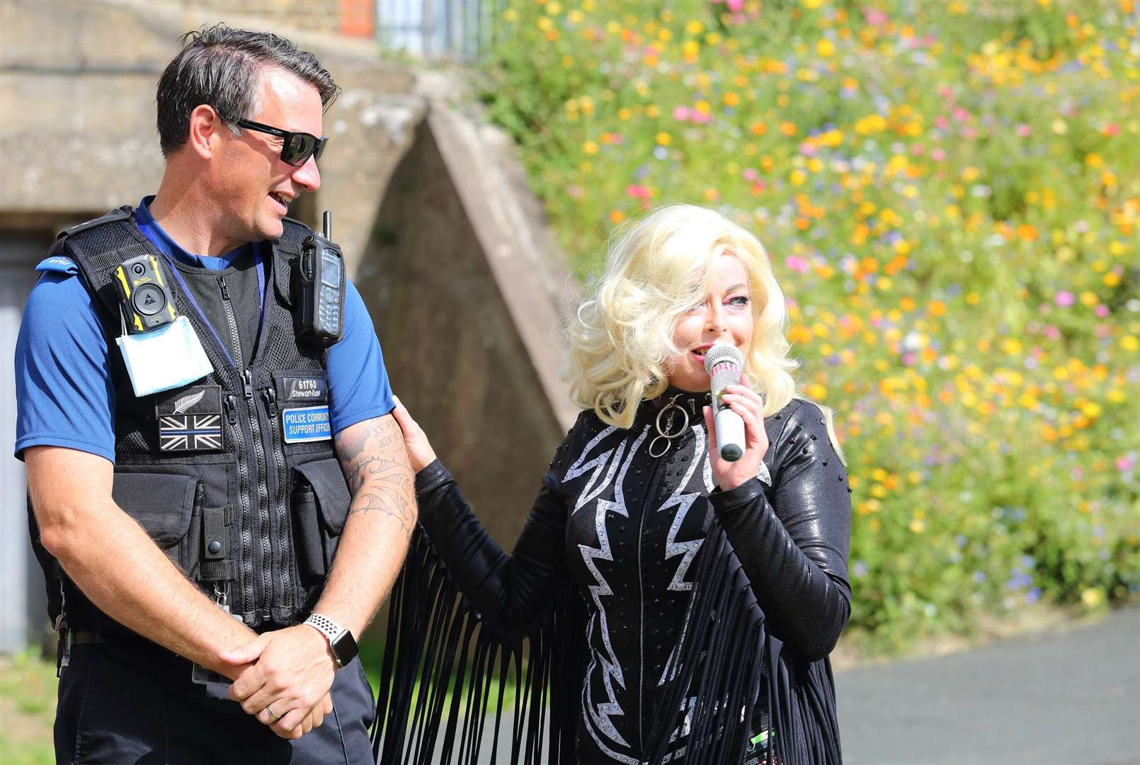 Performer Maybe Gaga and an officer from Kent Police. Photo: Cohesion Plus