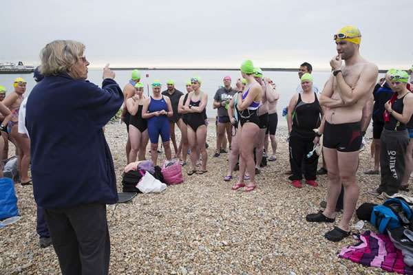 A scene from Swim the Channel, a TV documentary being shown tonight (Monday).