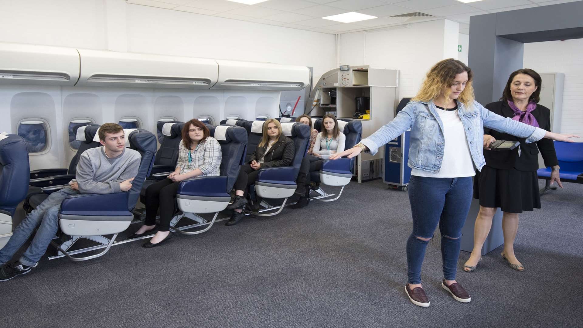 Students can improve their customer service skills in a mock air cabin built at East Kent College's Dover campus
